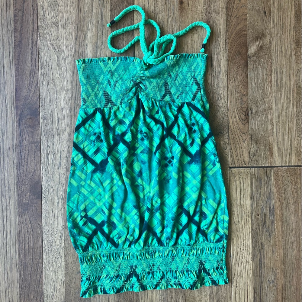 Mudd Cinched Green Halter Top Women’s‎ Sz M Y2K 90’s Vintage